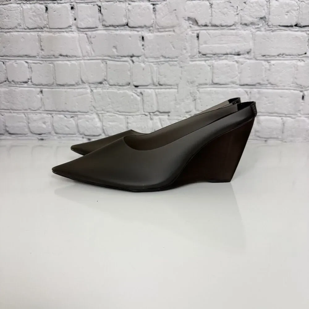 Yeezy Women’s Wedge Heels HL-03 Black Translucent TPU Heel Size 10 Slip On Shoe
